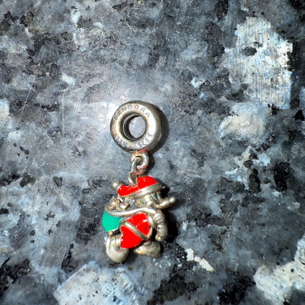 Pandora Silver and Red Mickey Christmas  Charm